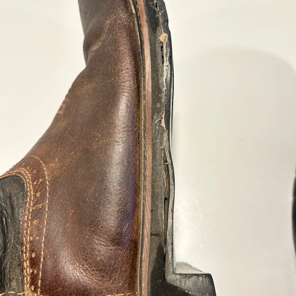 Justin Boots Men’s 8D Brown Leather Pull-On Work Boots AS IS Beaters - Picture 12 of 15